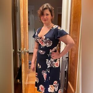 Navy Floral High Low Dress